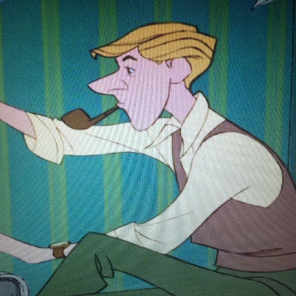 Working away with his pipe. It's okay Disney, I've come to accept that everyone in your world is a smoker.